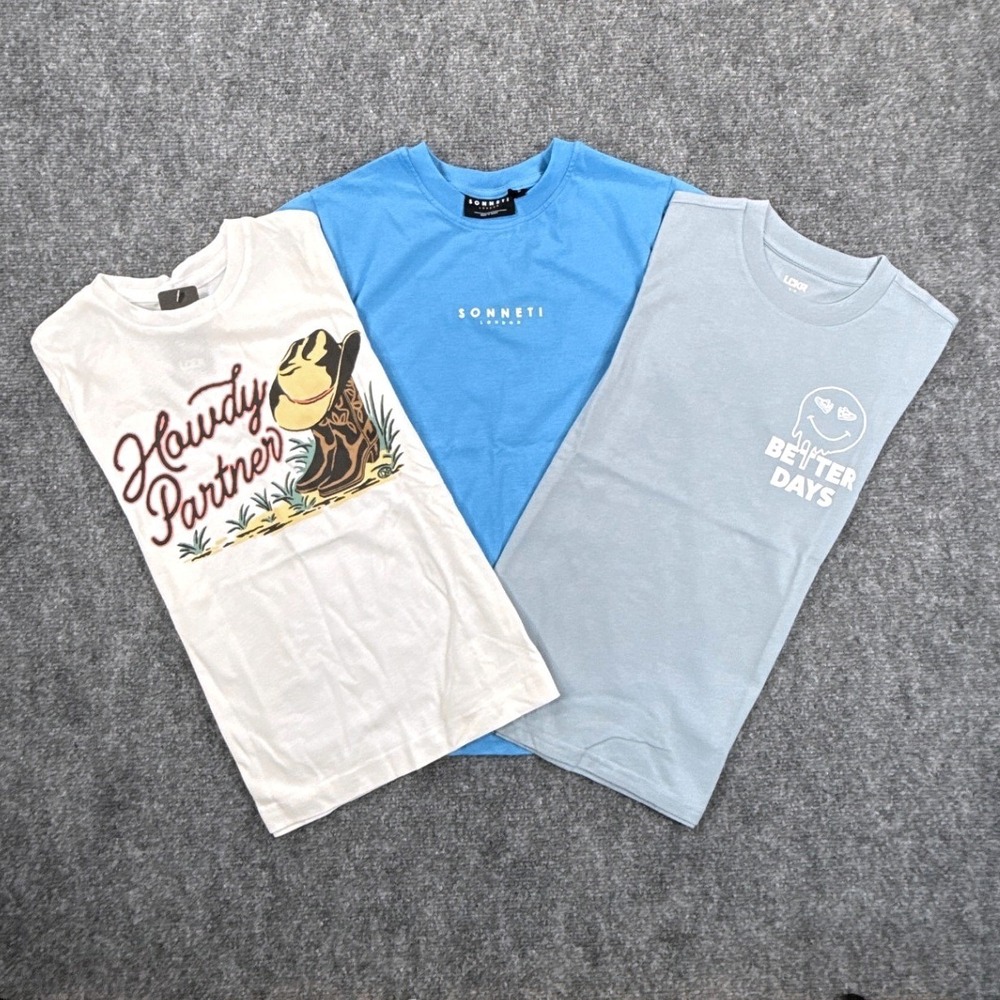 Sonneti London LCKR Boys Small 7-8Yrs Graphic T-Shirt Bundle 3 Pack NWT